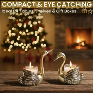 Gold swan candle holder pair for luxury home decor