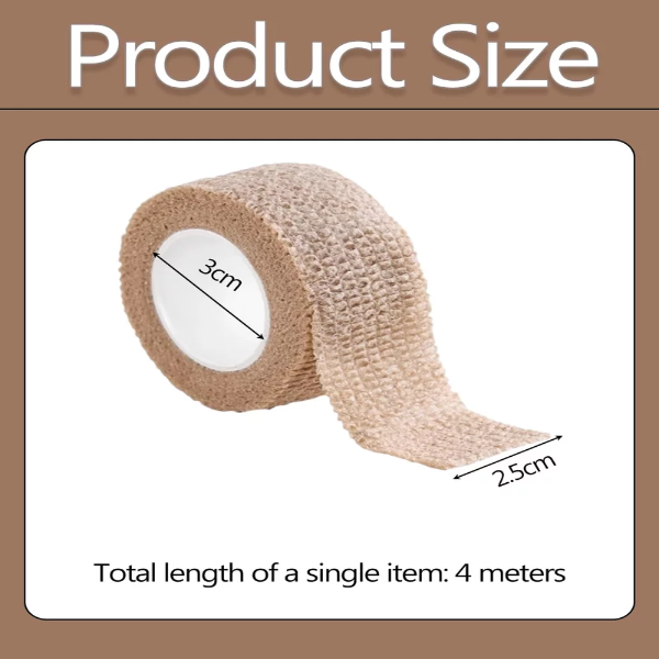 2 PCS Elastoplast Tape, Self Adhesive Elastic Bandage, 2.5cm x 4m Bandage for Muscle Support, Tape for for Shoulder, Wings, Arms, Ankle and Knee Support (Khaki) - Image 2