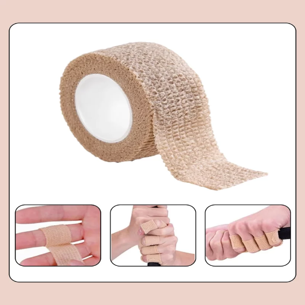 2 PCS Elastoplast Tape, Self Adhesive Elastic Bandage, 2.5cm x 4m Bandage for Muscle Support, Tape for for Shoulder, Wings, Arms, Ankle and Knee Support (Khaki) - Image 3