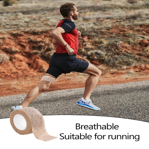 2 PCS Elastoplast Tape, Self Adhesive Elastic Bandage, 2.5cm x 4m Bandage for Muscle Support, Tape for for Shoulder, Wings, Arms, Ankle and Knee Support (Khaki) - Image 4