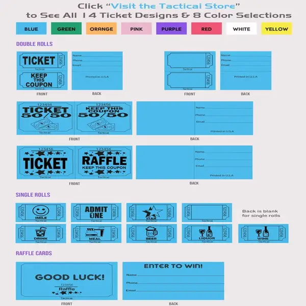 1000 Tacticai Raffle Tickets, Pink (8 Color Selection), Double Roll, Ticket for Events, Entry, Class Reward, Fundraiser & Prizes - Image 3