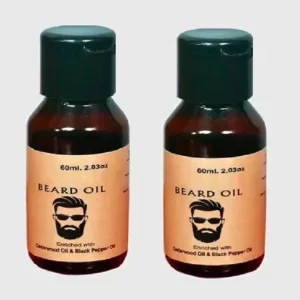 Premium bottle of natural beard growth oil for men.