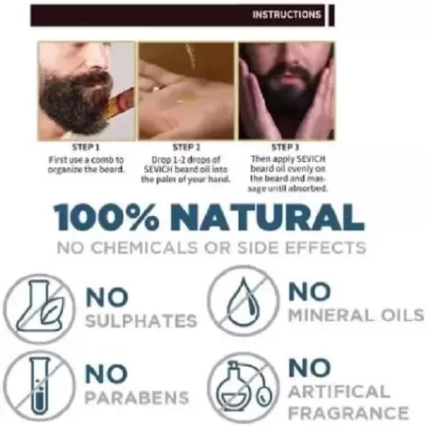 100& Growth Oil, for strong and healthy beard growth Hair Oil - Image 3
