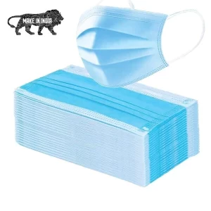 A front view of the 01 Super-Shop 3 Ply Disposable Face Mask 20-pack box package.