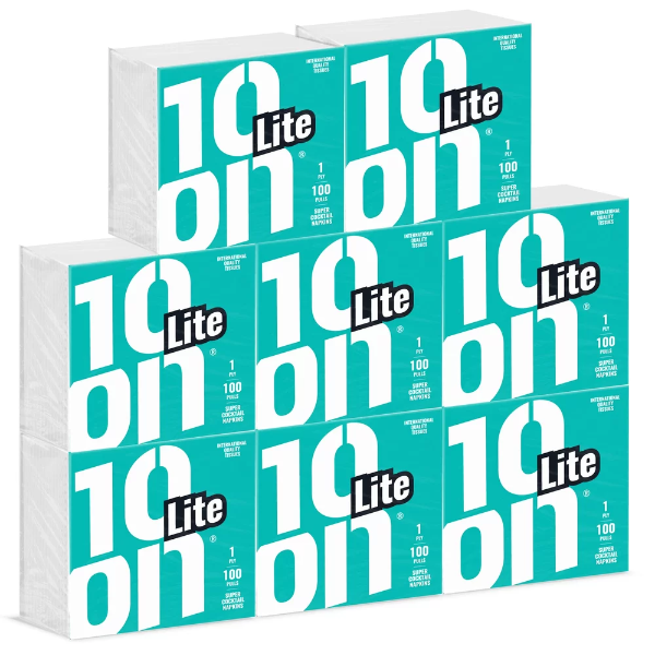 10on Lite, 1 Ply Tissue Paper Napkin | 800 Pulls | 100 Pulls X 8 Packs | 100% Natural Virgin Cellulose Fiber
