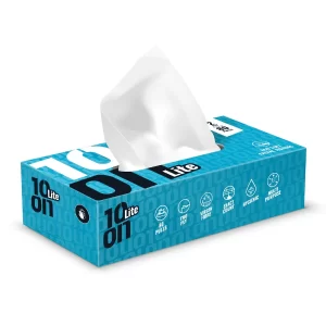 10on Lite 2 Ply Facial Tissues | Soft & Highly Absorbent Paper Napkins | 80 Pulls per Box | 18 x 19 cm | Gentle Face Tissue Box for Home, Office & Travel (Box Color May Vary)