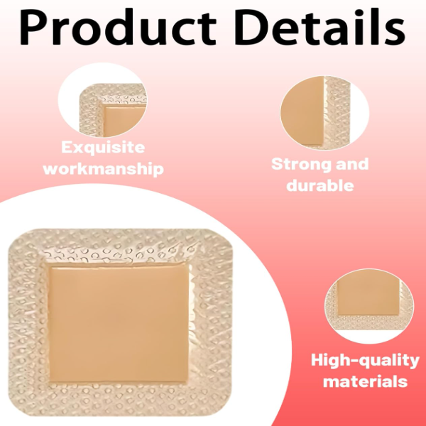 4 Pack Silicone Foam Dressing Pads, Surgical Pads for Dressing and Wound Care, Waterproof Bandage for Wounds and Bed Sore Dressing, Adhesive Bandage for Post-Surgery Protection - Image 3