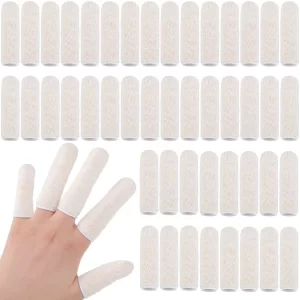 50 Pieces Cotton Finger Cots, Finger Toe Sleeves, Thumb Protector, Fingertips Protective, Cushion, Moisture Wicking (7.6 cm/ 3 Inch) (7.6 cm/ 3 Inch)