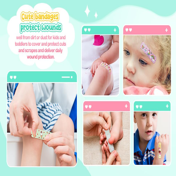 9UP 60pcs Cute Cartoon Printed Bandage | Kids Waterproof Bandage Outdoor Portable First Aid Emergency for Kids (Pack of 20pcs x 3 Packets) - Image 2