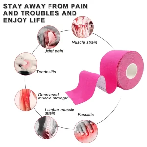 Abgrow Kinesiology Tape – Elastic Adhesive Sports Tape for Muscle Pain Relief, Knee, Wrist, Shoulder & Back Support (Random Color)