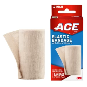 ACE Elastic Bandage 4 Inch with Hook Closure – Compression Support Wrap for Sprains, Strains & Injury Care