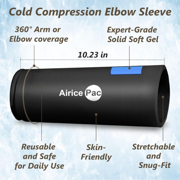 AiricePac Elbow Ice Pack Wrap for Tendonitis & Injuries – Reusable Cold Compression Sleeve for Tennis Elbow, Golfer’s Arm & Calf Pain Relie - Image 2