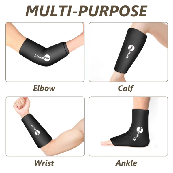 AiricePac Elbow Ice Pack Wrap for Tendonitis & Injuries – Reusable Cold Compression Sleeve for Tennis Elbow, Golfer’s Arm & Calf Pain Relie - Image 3