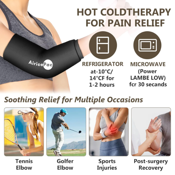 AiricePac Elbow Ice Pack Wrap for Tendonitis & Injuries – Reusable Cold Compression Sleeve for Tennis Elbow, Golfer’s Arm & Calf Pain Relie - Image 4
