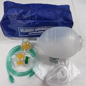 Adult Ambu Bag 2500ml Self-Inflating Silicone Resuscitator – Emergency Manual Resuscitator with Oxygen Inlet, Reservoir Bag, Non-Rebreathing Valve & Carrying Case