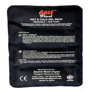 AMI Reusable Hot & Cold Gel Pack – Large Size, Soft & Flexible Pain Relief Ice Pack with Pouch & Belt, CE & ISO Certified, Blue/Navy Blue for Injury & Muscle Therapy