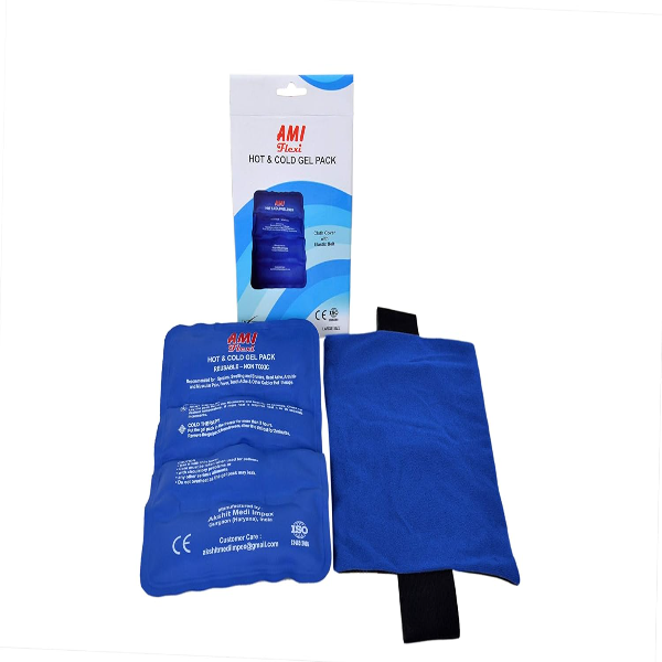 AMI Reusable Hot & Cold Gel Pack – Large Size, Soft & Flexible Pain Relief Ice Pack with Pouch & Belt, CE & ISO Certified, Blue/Navy Blue for Injury & Muscle Therapy - Image 2
