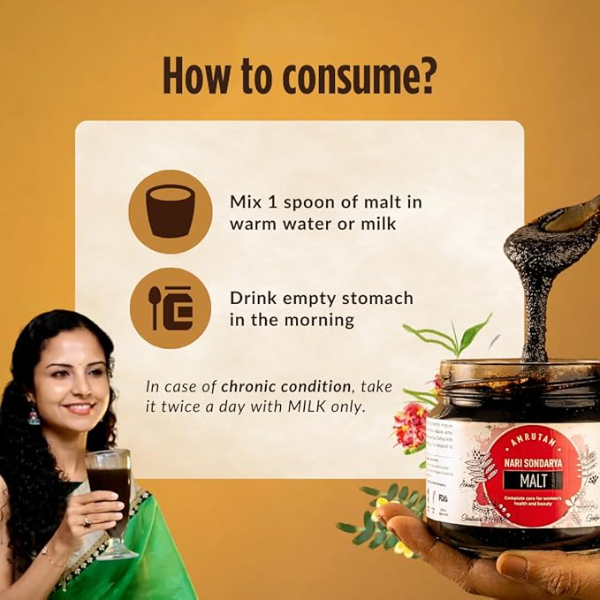 AMRUTAM Nari Sondarya | Ayurvedic Medicine for Women's Health with Ashoka, Lodhra, Shatavari | 20+ Ayurvedic Herbs (400 GRAMS) - Image 3