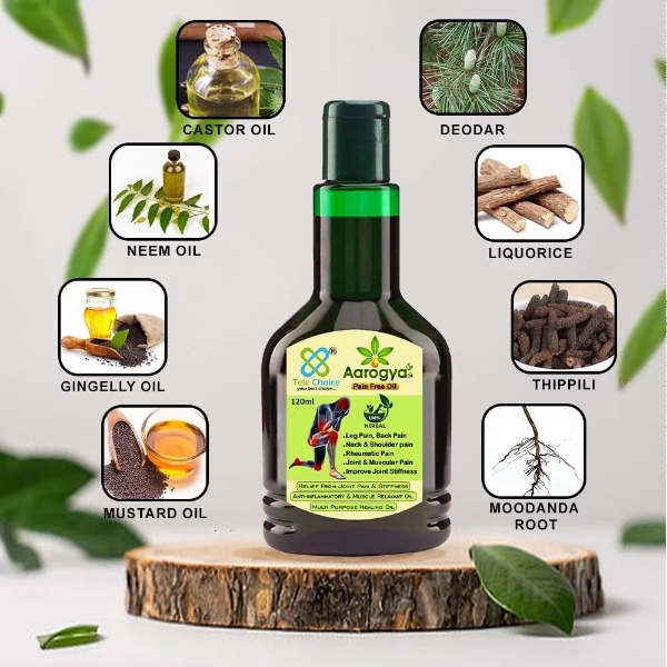 Aarogya Pain Relief Oil 120ml (100ml + 20% Extra) – Herbal Anti-Inflammatory Oil for Joint, Back & Neck Pain | Natural Muscle Relaxant - Image 2