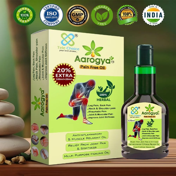 Aarogya Pain Relief Oil 120ml (100ml + 20% Extra) – Herbal Anti-Inflammatory Oil for Joint, Back & Neck Pain | Natural Muscle Relaxant - Image 3