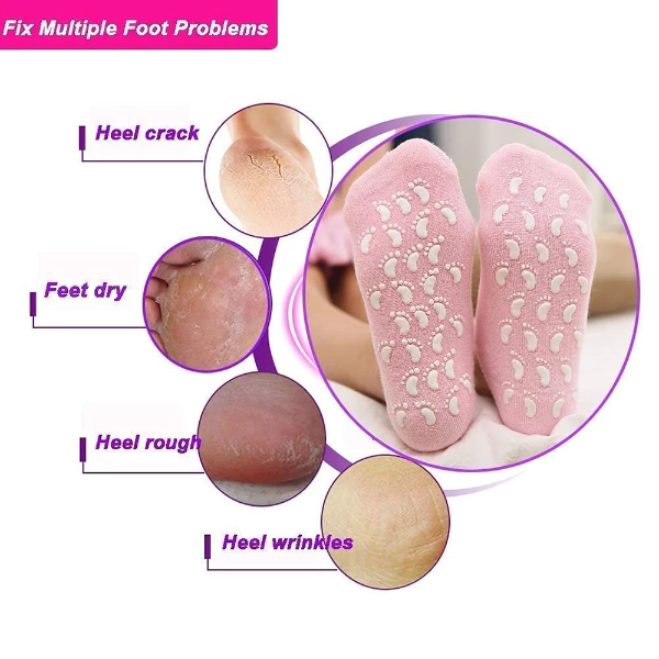 Aarugo Anti-Crack Silicone Foot Protector Socks (Pack of 1) – Half-Length Moisturizing Heel Care Socks for Cracked Heels & Foot Pain Relief, Suitable for Men & Women (Multicolor) - Image 3