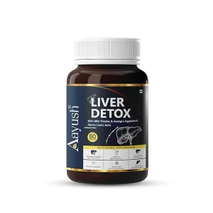 Aayush Wellness Liver Detox Supplement with Milk Thistle & NAC | 60 Tablets | Includes Alpha Lipoic Acid, L-Glutamine & L-Carnitine for Healthy Liver Function