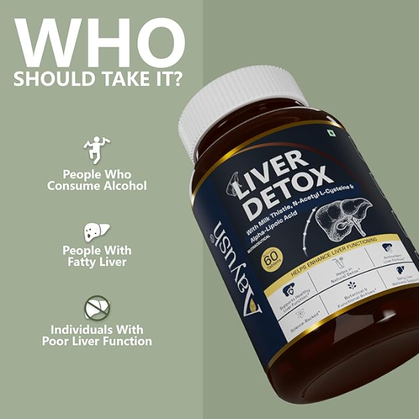 Aayush Wellness Liver Detox Supplement with Milk Thistle & NAC | 60 Tablets | Includes Alpha Lipoic Acid, L-Glutamine & L-Carnitine for Healthy Liver Function - Image 3