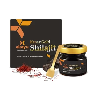 Akayu by Ashpveda Kesar Gold Shilajit Resin - 20g | Pure Himalayan Shilajit with Saffron for Men's Energy, Stamina & Daily Vitality