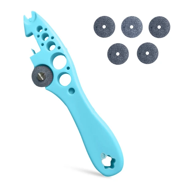 HASTHIP blue medical ampoule cutter device showing integrated grinding wheel and multi-size breaking slots.