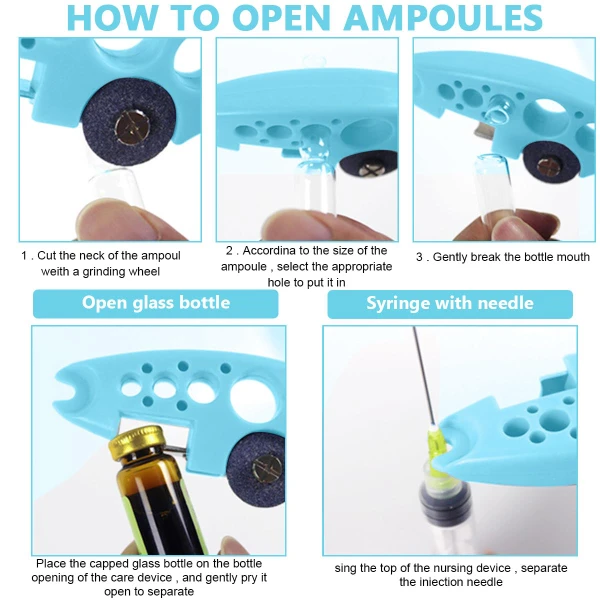 HASTHIP® Ampule Cutter with 5 Replaceable Grinding Wheels, Ampoule Cutter for Doctors, Glass Bottle Cutter, Ampule Breaker, Suitable for Home Daily or Medical Use, Cut The Ampoule (Blue) - Image 4