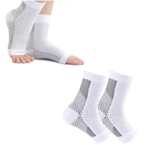1 Pairs compression socks,ankle support for Unisex,Toeless Compression Foot Neuropathy Socks,Arthritis Socks, Heel Pain ( White,L/XL)