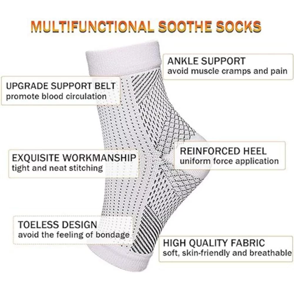 1 Pairs compression socks,ankle support for Unisex,Toeless Compression Foot Neuropathy Socks,Arthritis Socks, Heel Pain ( White,L/XL) - Image 4