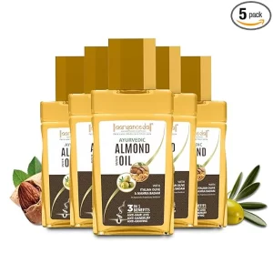 Aryanveda Ayurvedic Almond & Olive Hair Oil With Italian Olive & Mamra Badam, Anti - Hairloss, Anti - Dandruff & Anti- Graying, For All Hair Types; 200ml (Pack of 5)
