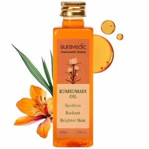 Auravedic Kumkumadi Tailam Face Oil 100 ml bottle for glowing skin.