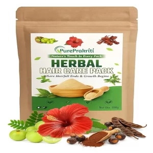 Ayurvedic Herbal Hair Mask | Amla, Reetha, Shikakai, Bhringraj, Hibiscus | Control Hair Fall, Promote Growth, Prevent Premature Graying | Natural Powder for Dry & Frizzy Hair (100g) + Free Gloves