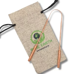 100% Pure Copper Tongue Scraper for Adults - Natural Tongue Cleaner with Firm Grip & Travel Case - Ayurvedic Tongue Scraper for Dental Health and Fresh Breath - by Pure Earth Essentials (1 Piece/Pack)