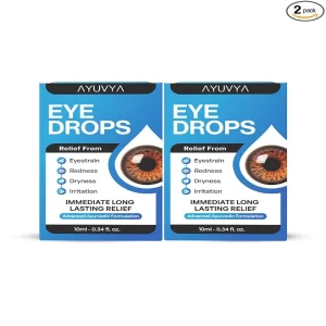 Ayuvya Ayurvedic Eye Drops, Cooling, Soothing & Refreshing Relief for Dry, Tired & Red Eyes, Ayurvedic Formula With Triphala, & Rose 10ml (Pack of 2) | As Seen on Shark Tank