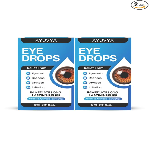 Ayuvya Ayurvedic Eye Drops 2-pack for dry, tired eyes in USA.