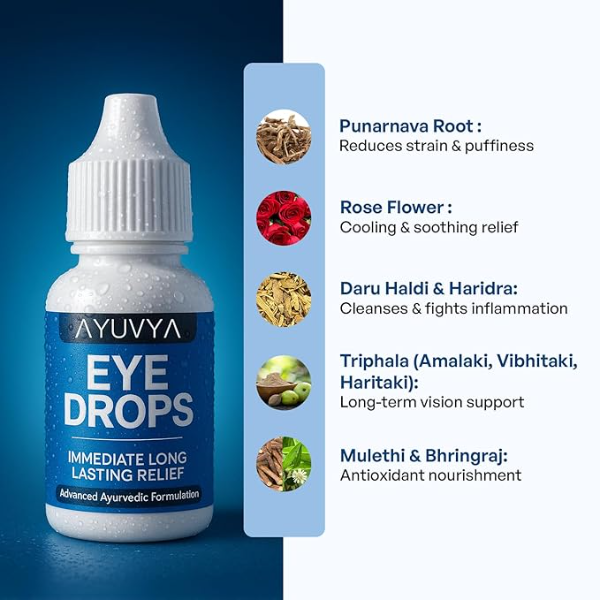 Ayuvya Ayurvedic Eye Drops, Cooling, Soothing & Refreshing Relief for Dry, Tired & Red Eyes, Ayurvedic Formula With Triphala, & Rose 10ml (Pack of 2) | As Seen on Shark Tank - Image 2