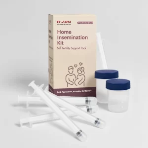 B-Arm At-Home Insemination Kit packaging design.