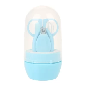 4 Pcs Baby Nail Care Set – Nail Clippers, Scissors & Tweezers Manicure Kit for Daily Infant Grooming (Blue)