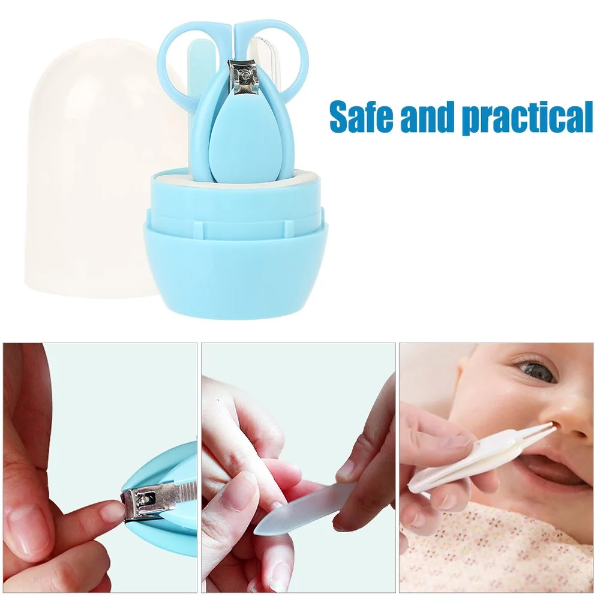 4 Pcs Baby Nail Care Set – Nail Clippers, Scissors & Tweezers Manicure Kit for Daily Infant Grooming (Blue) - Image 3