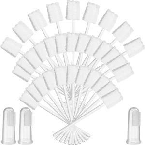 100 Pieces Baby Toothbrush for Infants Baby Gum Brush 3 Pieces Finger Toothbrush for Toddler Infant Finger Toothbrush Newborn Toothbrush Tongue Gauze Oral Cleaning Dental Care for Baby 0-36 Month