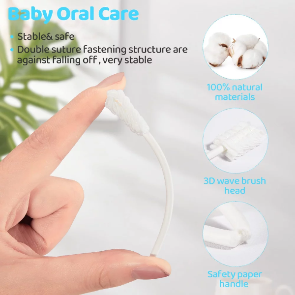 100 Pieces Baby Toothbrush for Infants Baby Gum Brush 3 Pieces Finger Toothbrush for Toddler Infant Finger Toothbrush Newborn Toothbrush Tongue Gauze Oral Cleaning Dental Care for Baby 0-36 Month - Image 2