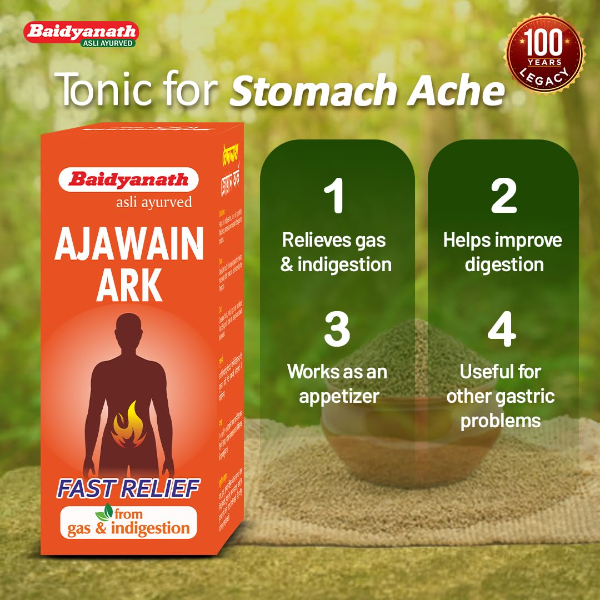 Baidyanath Ajwain Ark - 225ml | Ayurvedic Solution for Stomach Health, Supports Digestion and Appetite - Image 4
