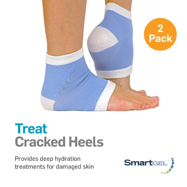 2 Pair - Blue Heel Sleeves: Natracure Intensive Moisturizing Gel Heel Sleeves - 2 Pairs - (1325-M Ret 2Pk) - Image 2
