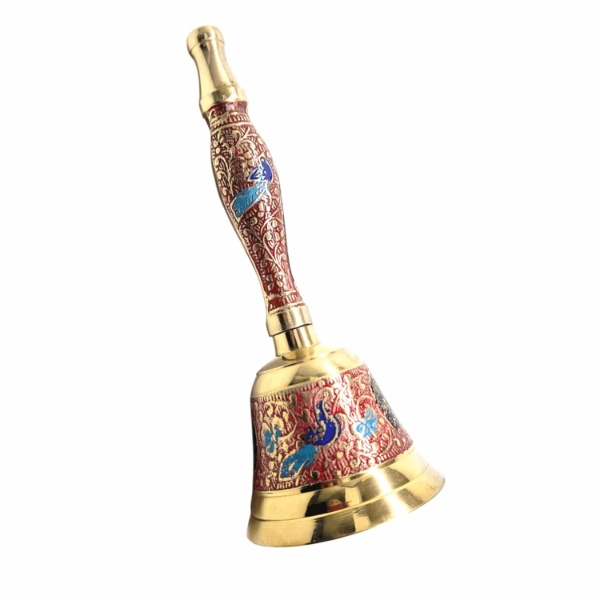 7 Inch Brass Pooja Bell (Ghanti) – Traditional Handcrafted Indian Temple Bell for Home Puja, Meditation, Yoga & Spiritual Rituals | Premium Brass Decor