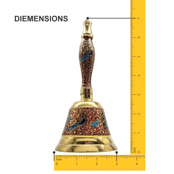 7 Inch Brass Pooja Bell (Ghanti) – Traditional Handcrafted Indian Temple Bell for Home Puja, Meditation, Yoga & Spiritual Rituals | Premium Brass Decor - Image 2