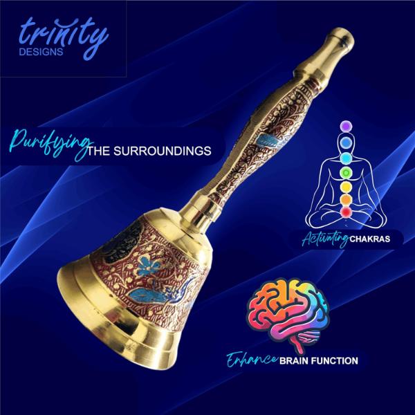 7 Inch Brass Pooja Bell (Ghanti) – Traditional Handcrafted Indian Temple Bell for Home Puja, Meditation, Yoga & Spiritual Rituals | Premium Brass Decor - Image 4