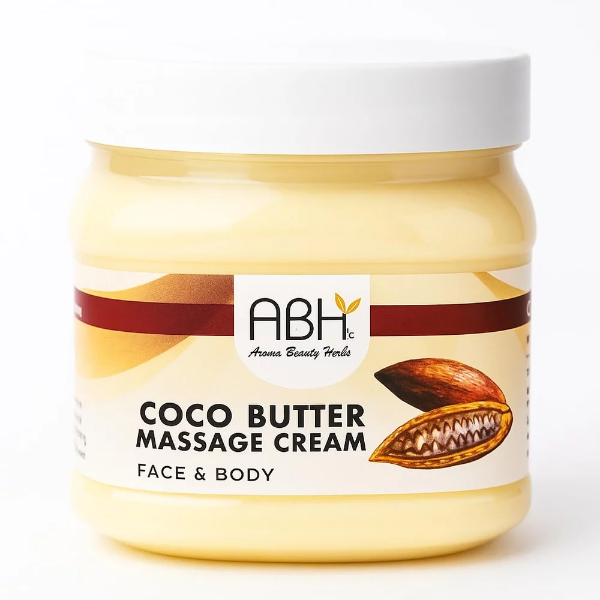 ABH Cocoa Butter Massage Cream for Deep Hydration & Skin Nourishment – Enriched with Natural Cocoa Butter & Almond Oil, Moisturizing Face & Body Cream for All Skin Types